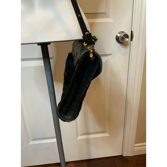 Rebecca Minkoff Collection Black Crocodile & Fur Crossbody Purse Handbag - Picture 4 of 7